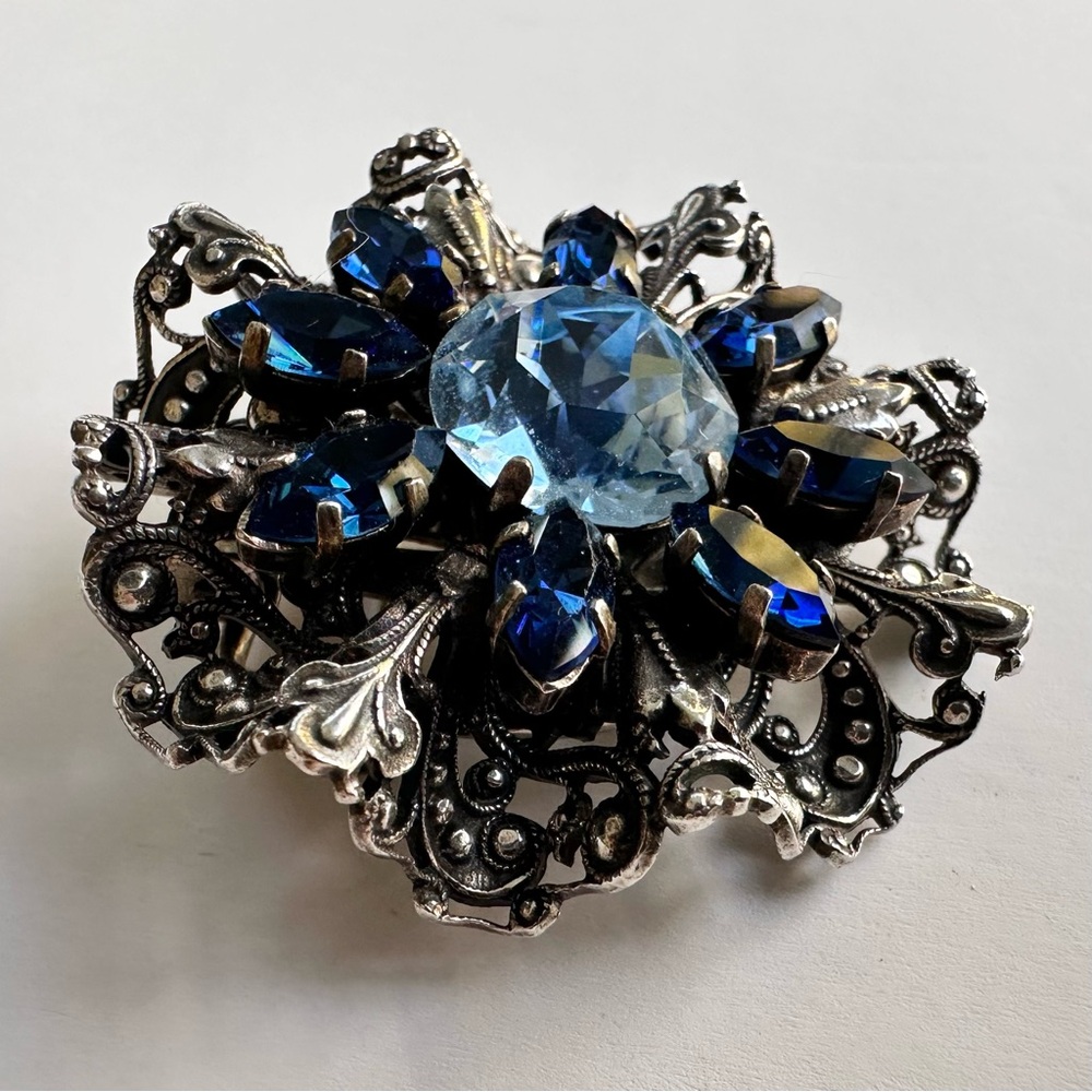 Vintage 1950s Christian Dior Rhinestone Dual Brooch & Scarf / Dress Clip